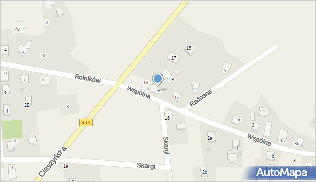 Pawłowice, Wspólna, 1c, mapa Pawłowice