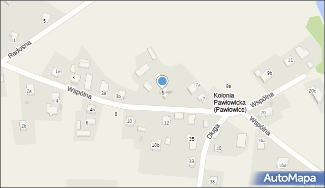 Pawłowice, Wspólna, 5, mapa Pawłowice