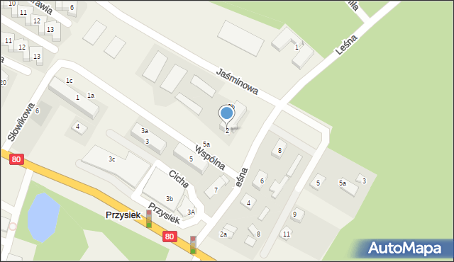 Przysiek, Wspólna, 2, mapa Przysiek