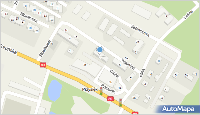 Przysiek, Wspólna, 3, mapa Przysiek