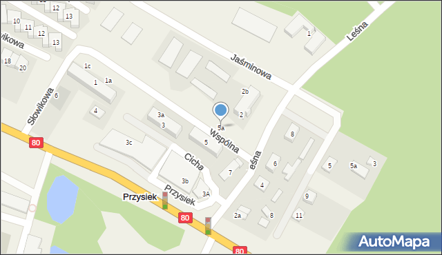 Przysiek, Wspólna, 5a, mapa Przysiek