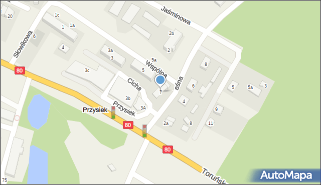 Przysiek, Wspólna, 7, mapa Przysiek