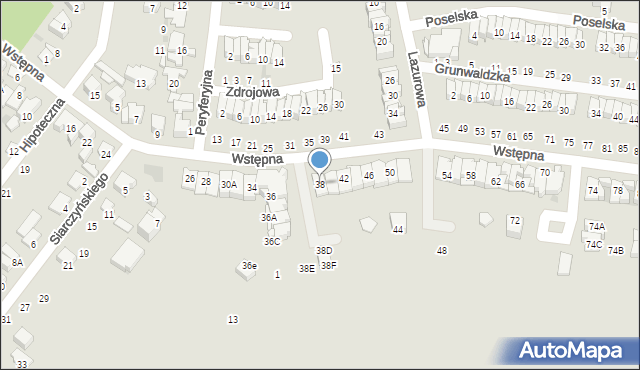 Radom, Wstępna, 38, mapa Radomia