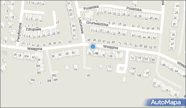 Radom, Wstępna, 56, mapa Radomia