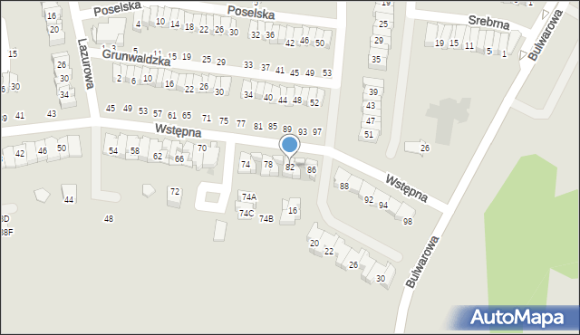 Radom, Wstępna, 82, mapa Radomia