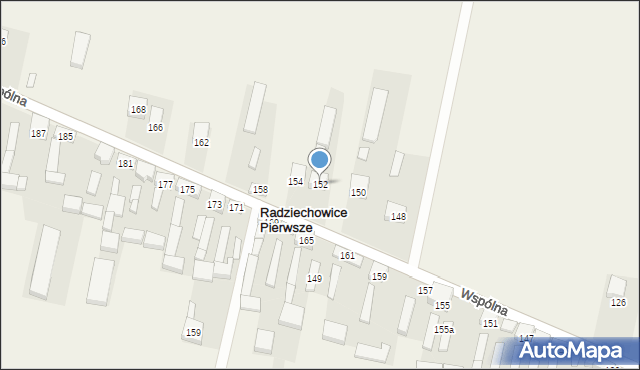 Radziechowice Pierwsze, Wspólna, 152, mapa Radziechowice Pierwsze