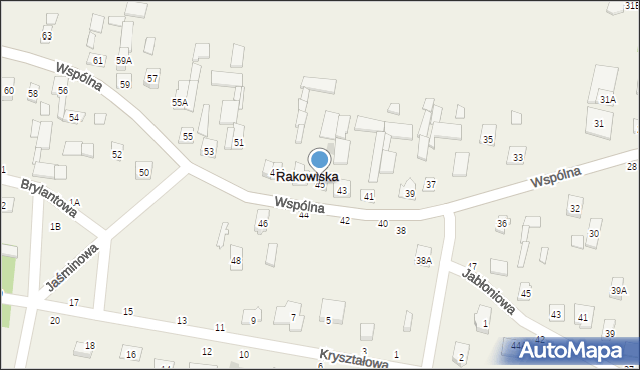 Rakowiska, Wspólna, 45, mapa Rakowiska