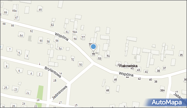 Rakowiska, Wspólna, 55, mapa Rakowiska