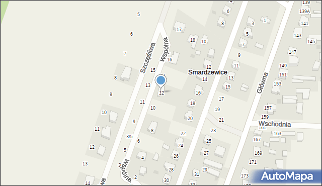 Smardzewice, Wspólna, 12, mapa Smardzewice