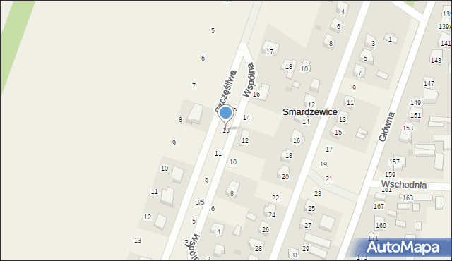 Smardzewice, Wspólna, 13, mapa Smardzewice