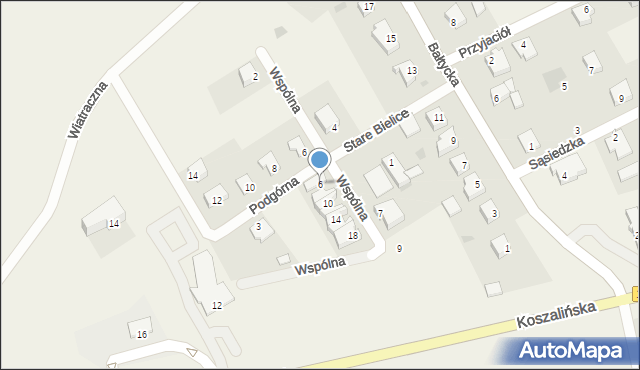 Stare Bielice, Wspólna, 6, mapa Stare Bielice