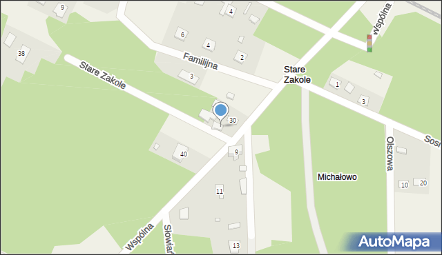 Stare Zakole, Wspólna, 30a, mapa Stare Zakole