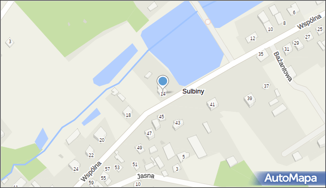 Sulbiny, Wspólna, 14, mapa Sulbiny