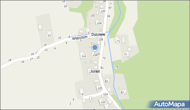 Świnna, Wspólna, 114, mapa Świnna