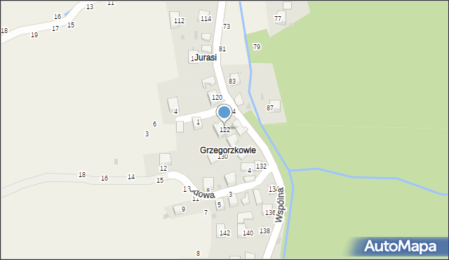 Świnna, Wspólna, 122, mapa Świnna