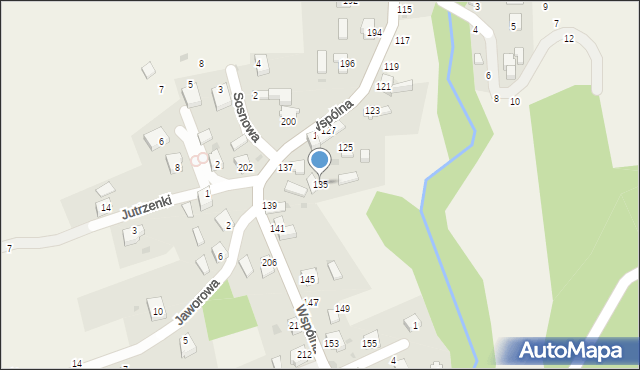 Świnna, Wspólna, 135, mapa Świnna