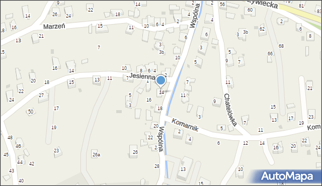 Świnna, Wspólna, 14, mapa Świnna