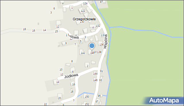 Świnna, Wspólna, 140, mapa Świnna