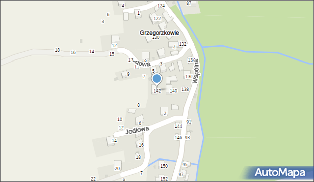 Świnna, Wspólna, 142, mapa Świnna