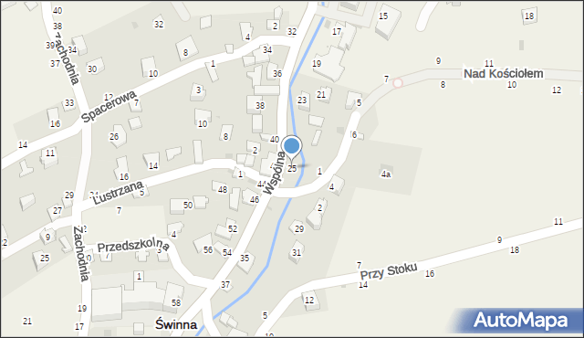 Świnna, Wspólna, 25, mapa Świnna