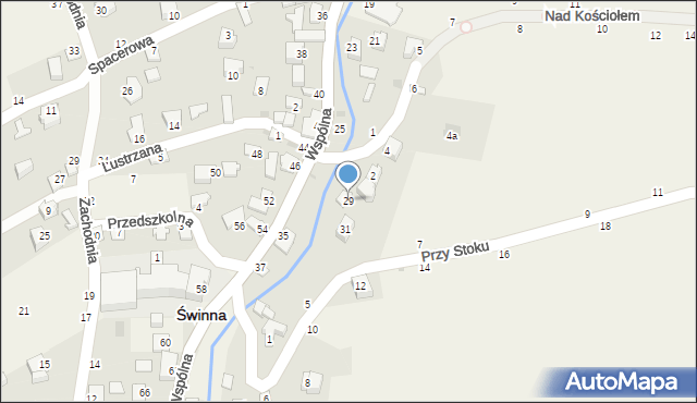 Świnna, Wspólna, 29, mapa Świnna