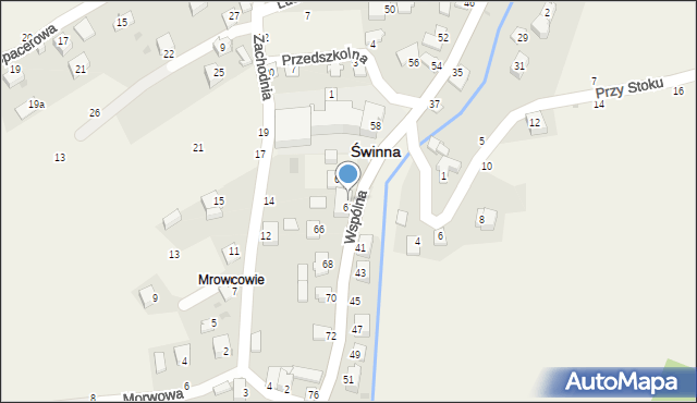 Świnna, Wspólna, 62A, mapa Świnna