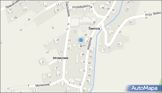 Świnna, Wspólna, 66, mapa Świnna