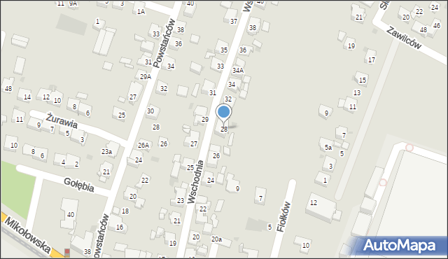 Tychy, Wschodnia, 28, mapa Tychów