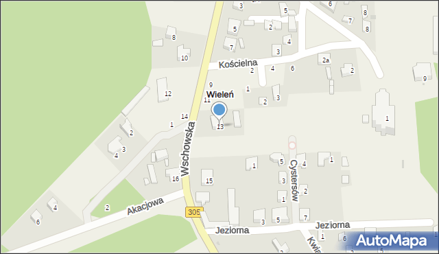 Wieleń, Wschowska, 13, mapa Wieleń