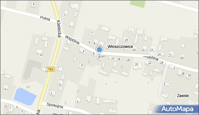 Włoszczowice, Wspólna, 10, mapa Włoszczowice