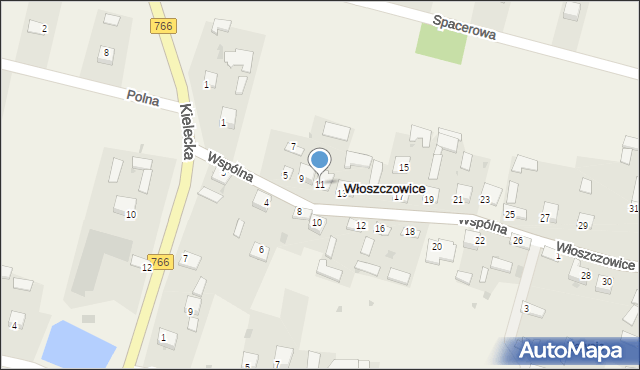 Włoszczowice, Wspólna, 11, mapa Włoszczowice