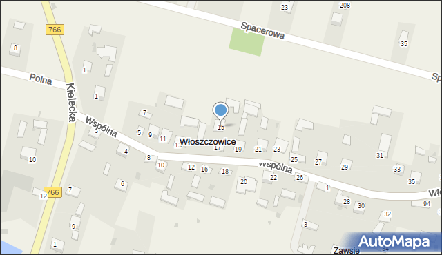 Włoszczowice, Wspólna, 15, mapa Włoszczowice