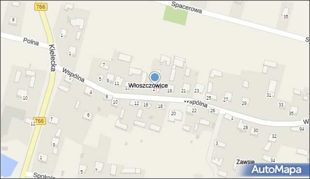 Włoszczowice, Wspólna, 17, mapa Włoszczowice