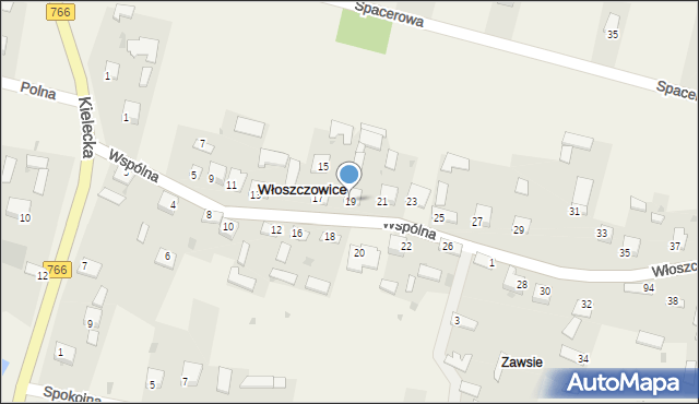 Włoszczowice, Wspólna, 19, mapa Włoszczowice