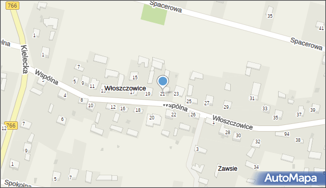 Włoszczowice, Wspólna, 21, mapa Włoszczowice