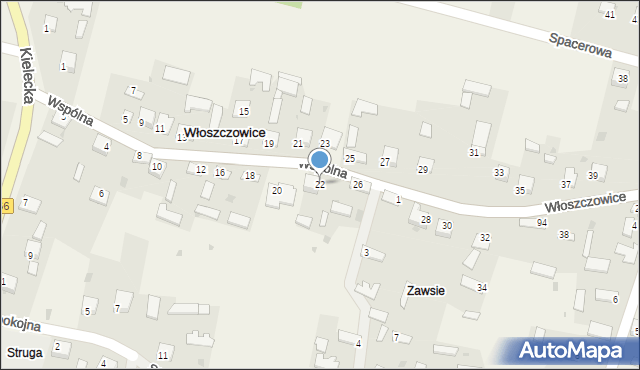 Włoszczowice, Wspólna, 22, mapa Włoszczowice