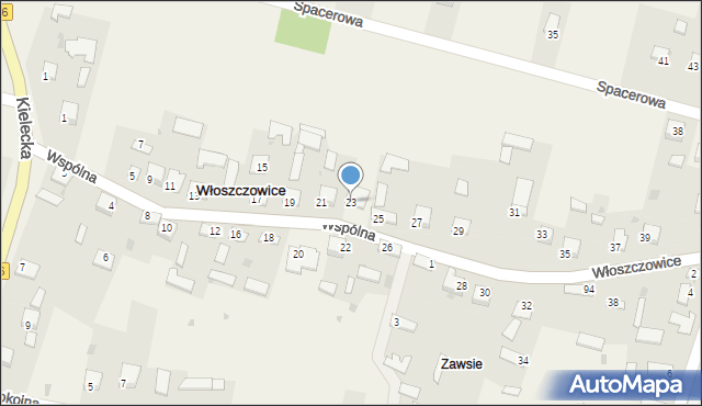 Włoszczowice, Wspólna, 23, mapa Włoszczowice