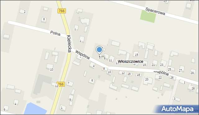 Włoszczowice, Wspólna, 5, mapa Włoszczowice