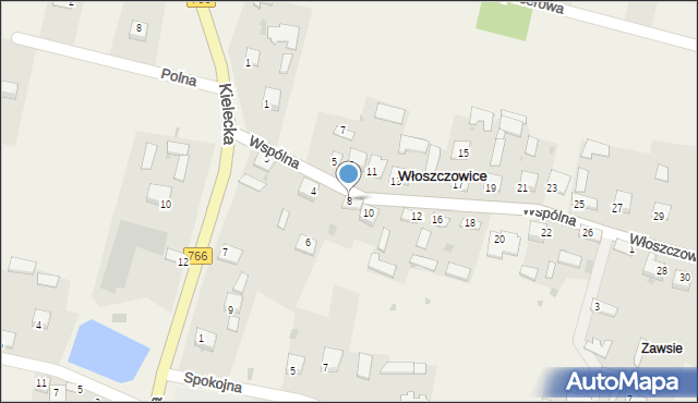 Włoszczowice, Wspólna, 8, mapa Włoszczowice