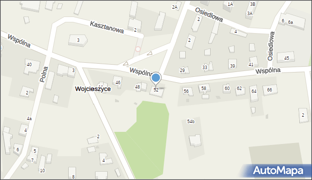 Wojcieszyce, Wspólna, 52, mapa Wojcieszyce