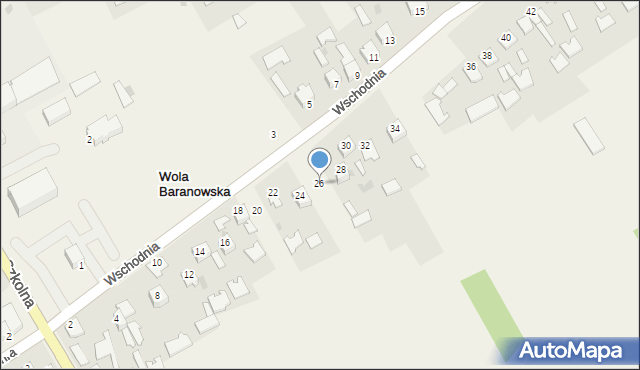 Wola Baranowska, Wschodnia, 26, mapa Wola Baranowska