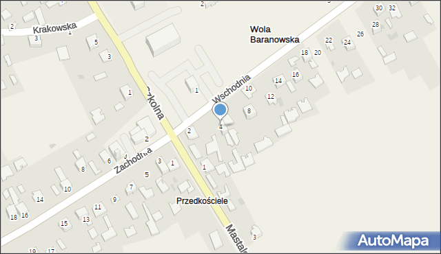 Wola Baranowska, Wschodnia, 4, mapa Wola Baranowska