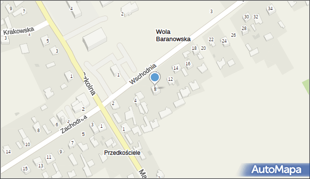 Wola Baranowska, Wschodnia, 8, mapa Wola Baranowska