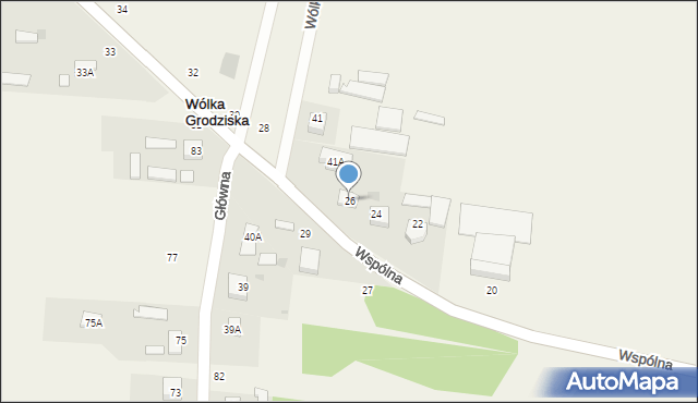 Wólka Grodziska, Wspólna, 26, mapa Wólka Grodziska