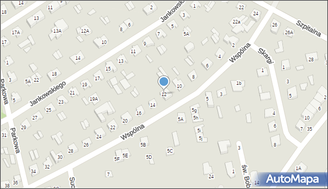 Wysokie Mazowieckie, Wspólna, 12, mapa Wysokie Mazowieckie