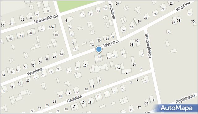 Wysokie Mazowieckie, Wspólna, 13, mapa Wysokie Mazowieckie