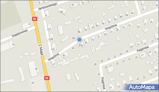 Wysokie Mazowieckie, Wspólna, 37, mapa Wysokie Mazowieckie