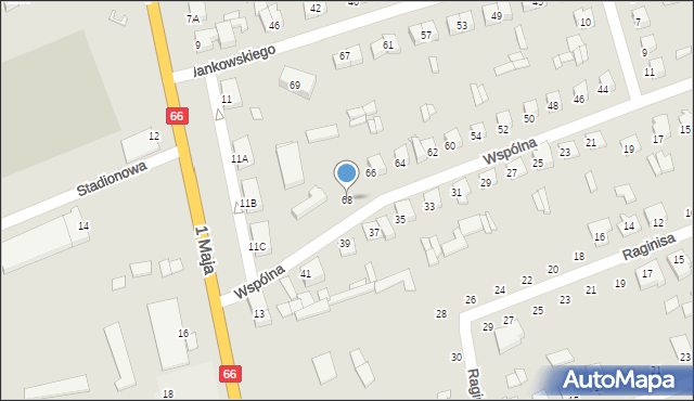 Wysokie Mazowieckie, Wspólna, 68, mapa Wysokie Mazowieckie
