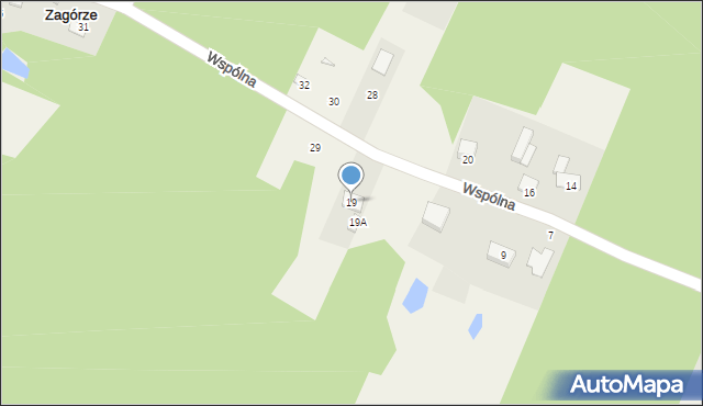 Zagórze, Wspólna, 19, mapa Zagórze