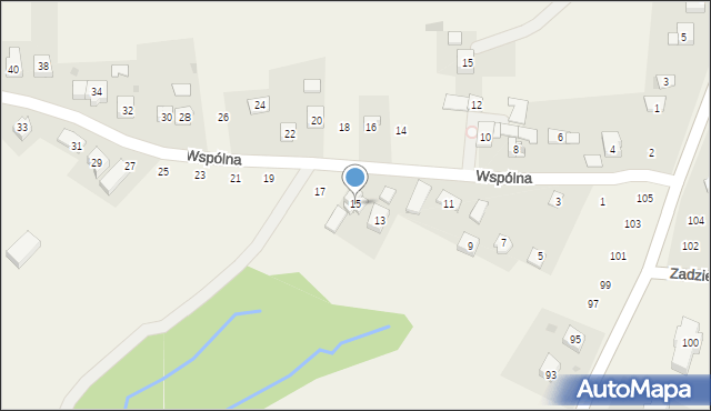 Zakliczyn, Wspólna, 15, mapa Zakliczyn